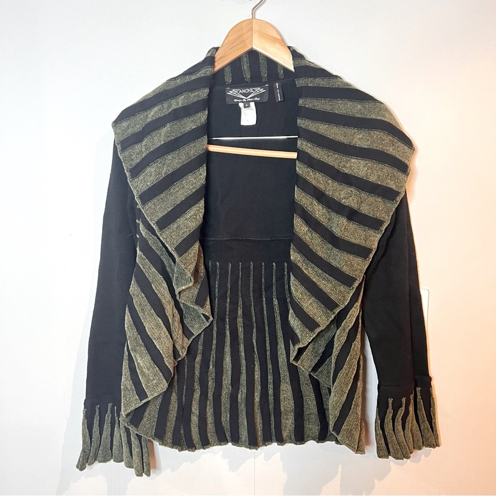 VINTAGE | Angel Design black grunge open front drape knit cardigan sweater